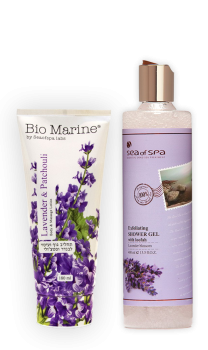 Body&Massage Lotion Lavender&Patchouli + Duschpeeling Lavendel